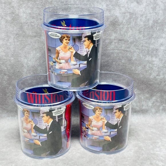 Vintage Winston 14oz Thermo-Serv Tumblers Retro Advertising Design Set of 3 - Picture 5 of 11